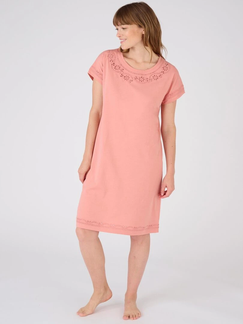 Chemise de nuit pur coton biologique*   Damart   Rose