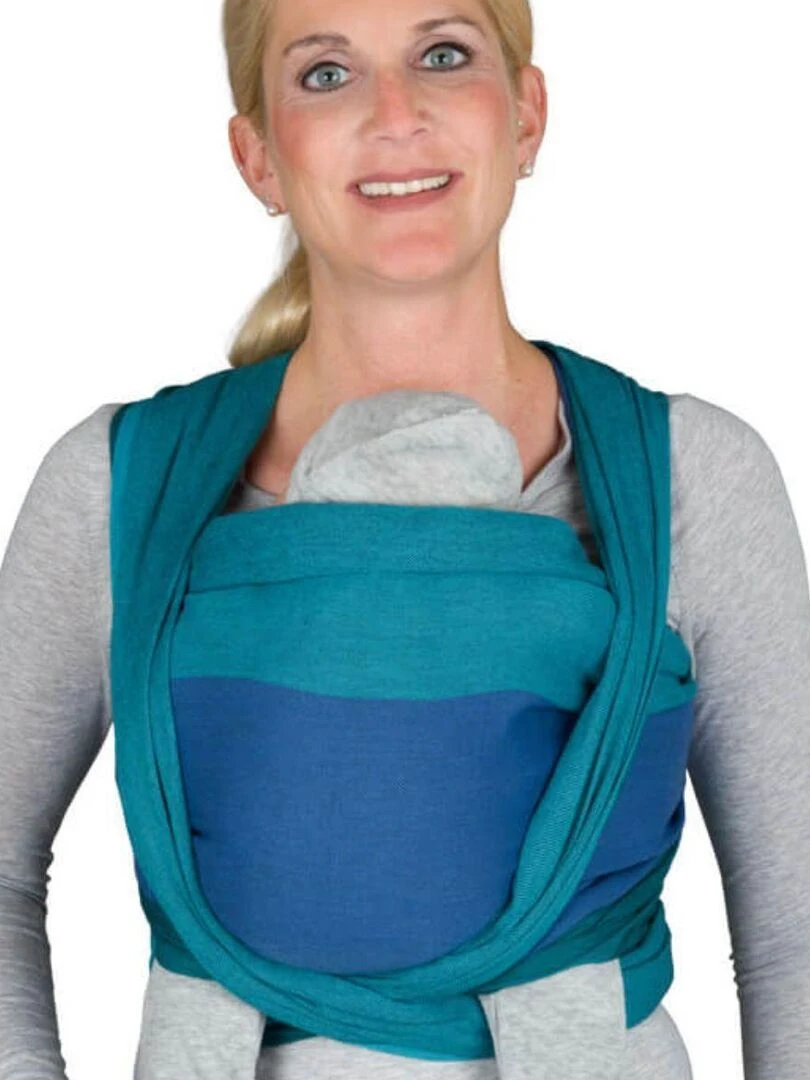 Hoppediz Écharpe de portage tissée Bleu Vert Bleu