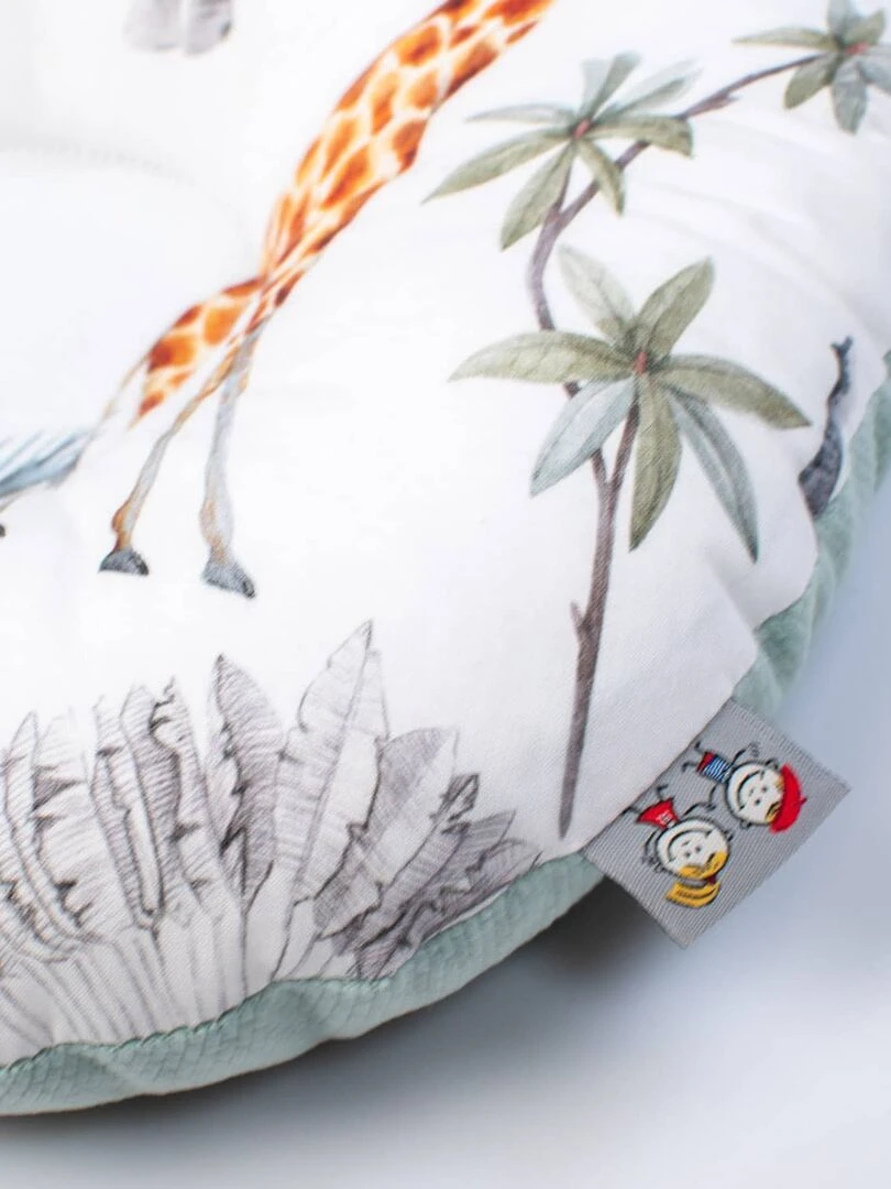 Coussin anti tête plate en coton et velvet Safari Vert