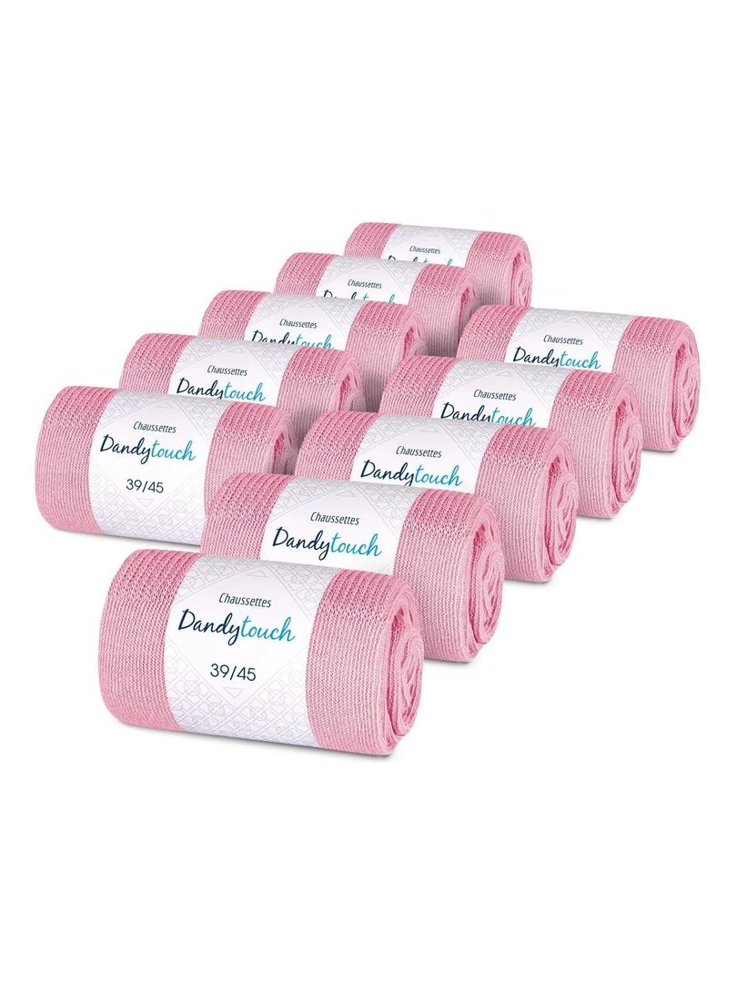 Chaussettes Jersey Coton Lot 10 Paires Fabrication UE Rose