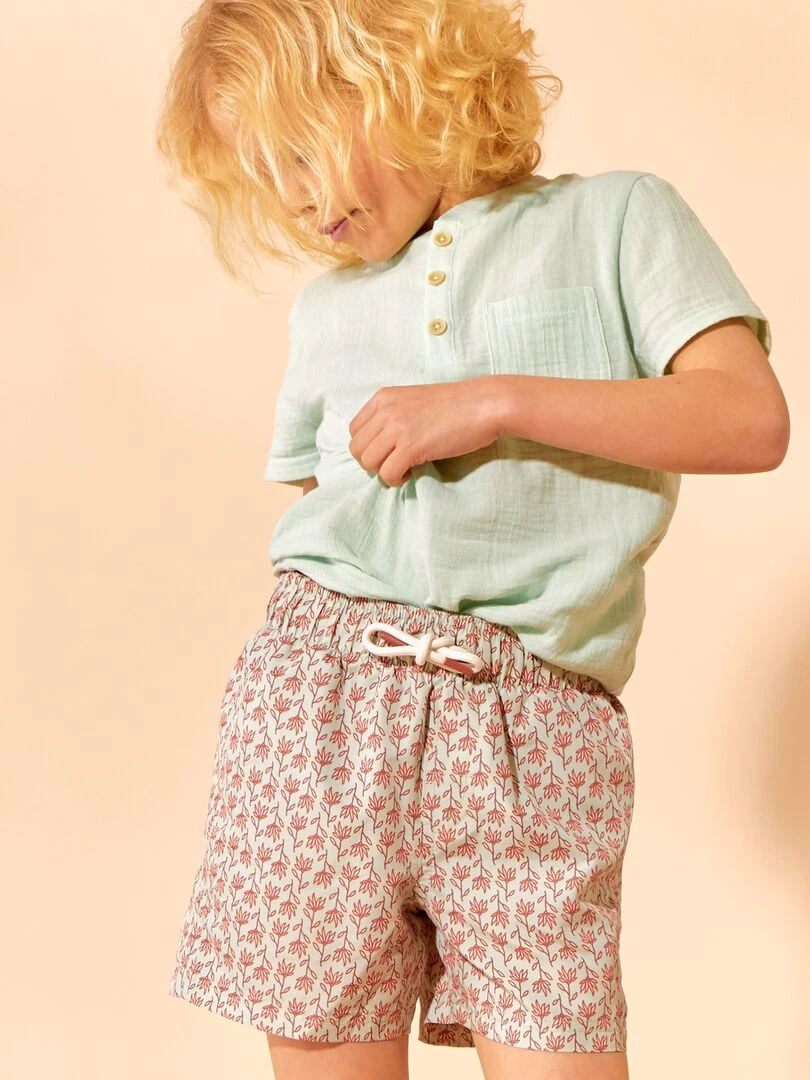 Short de bain imprimé   Vert/rouge