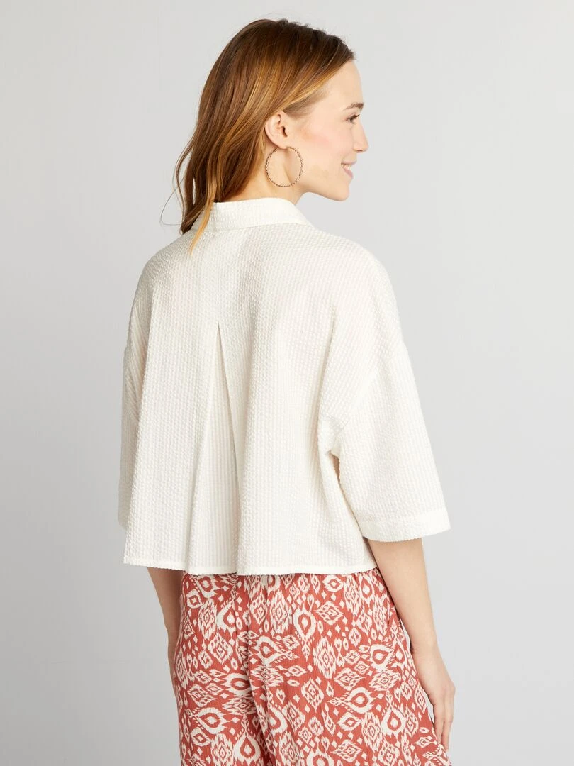 Chemise courte à emmanchures descendues   blanc