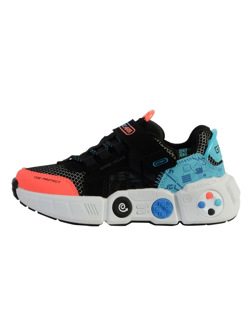 Basket Enfant à Scratch Skechers Gametronix Noir