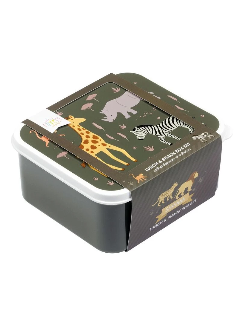 Lot de 4 boîtes à goûter Savane   Gris
