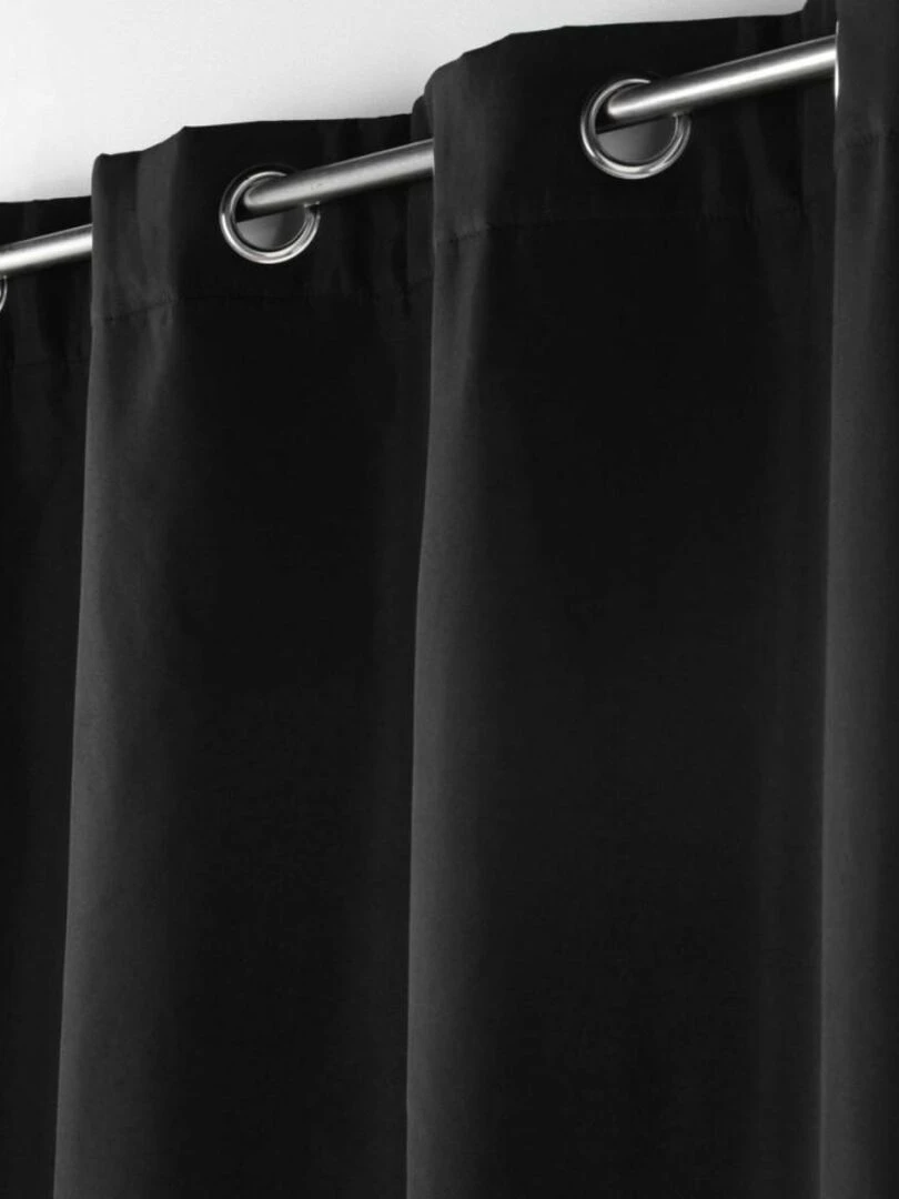 Rideau à œillets occultant isolant 135x260 cm Micropolar noir   Noir