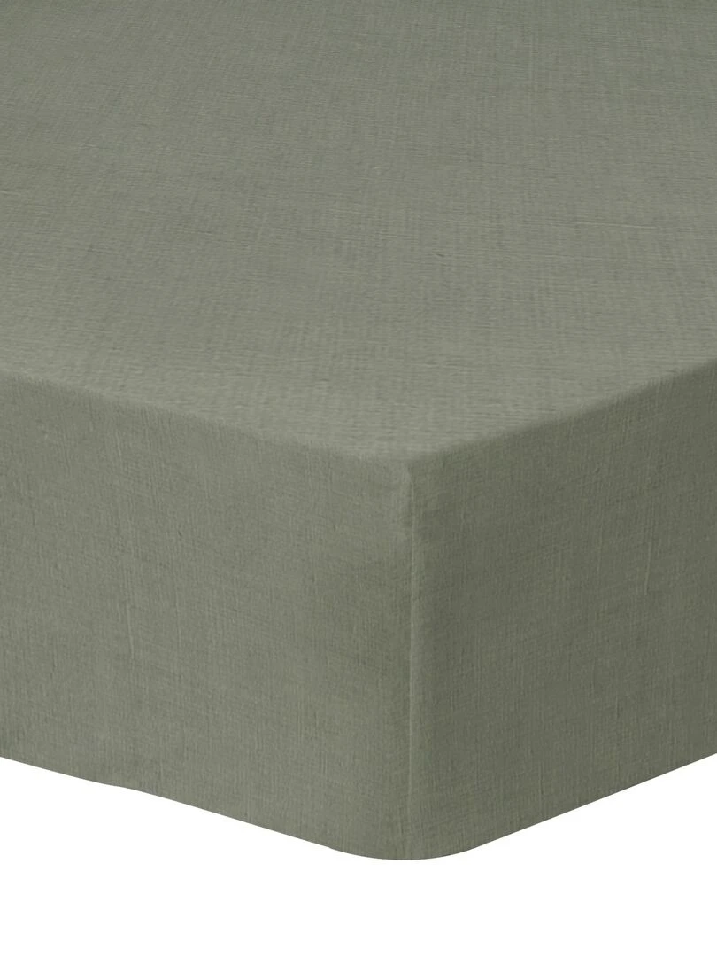 Drap housse uni en lin LIN LAVÉ Vert clair