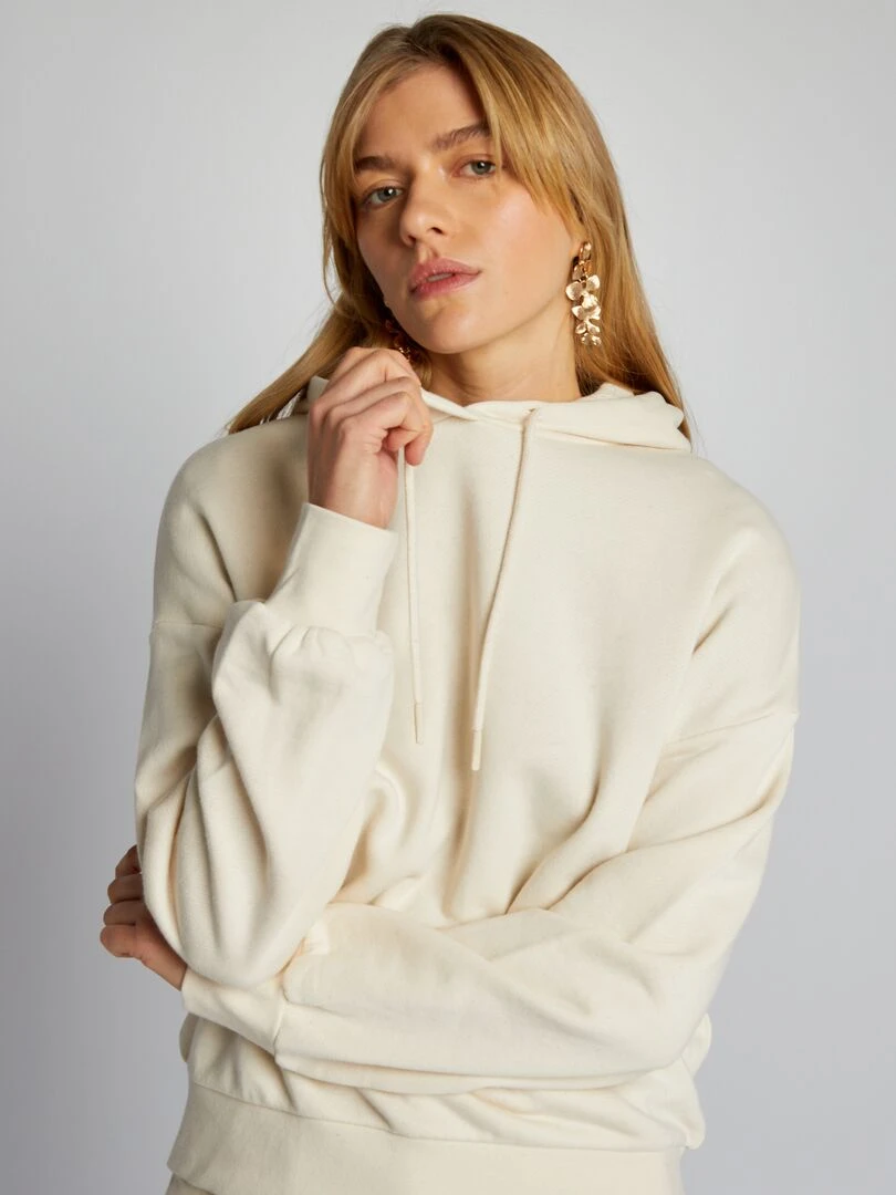 Sweat en molleton à capuche Beige