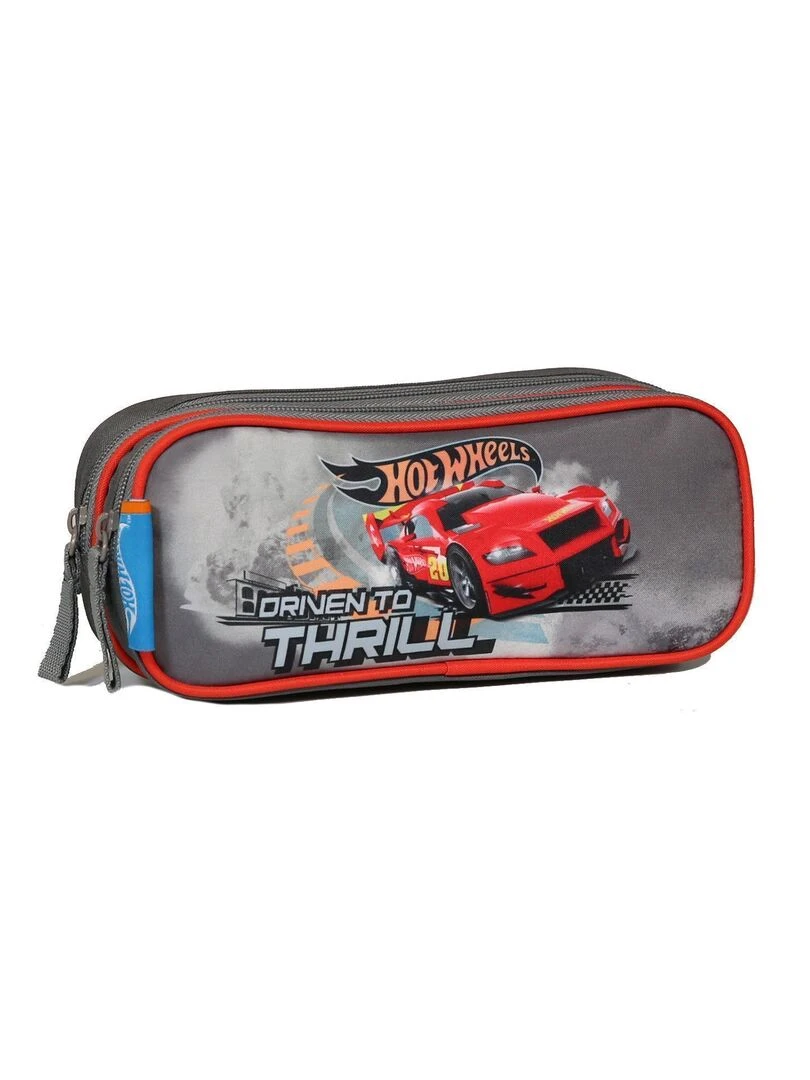 Trousse scolaire 2 compartiments Hot Wheels Voiture Grise Bagtrotter Gris