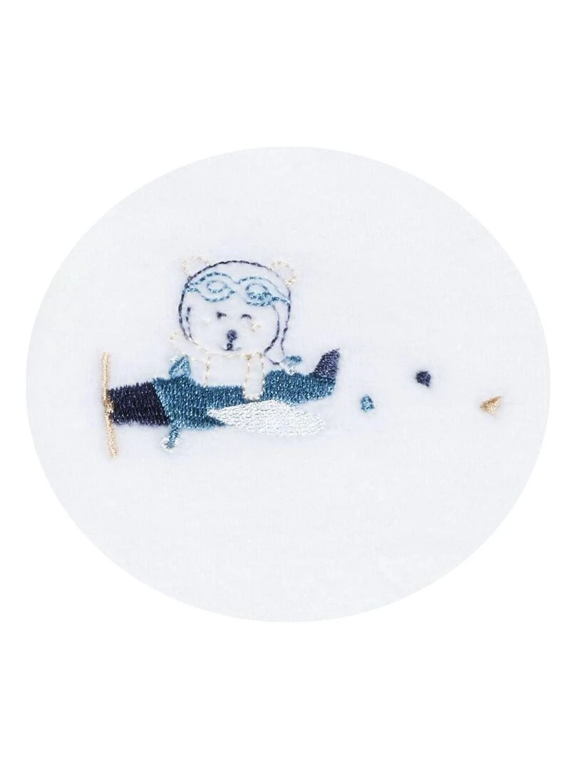 Pyjama bébé à manches longues en velours SAUTHON Blanc Bleu marine