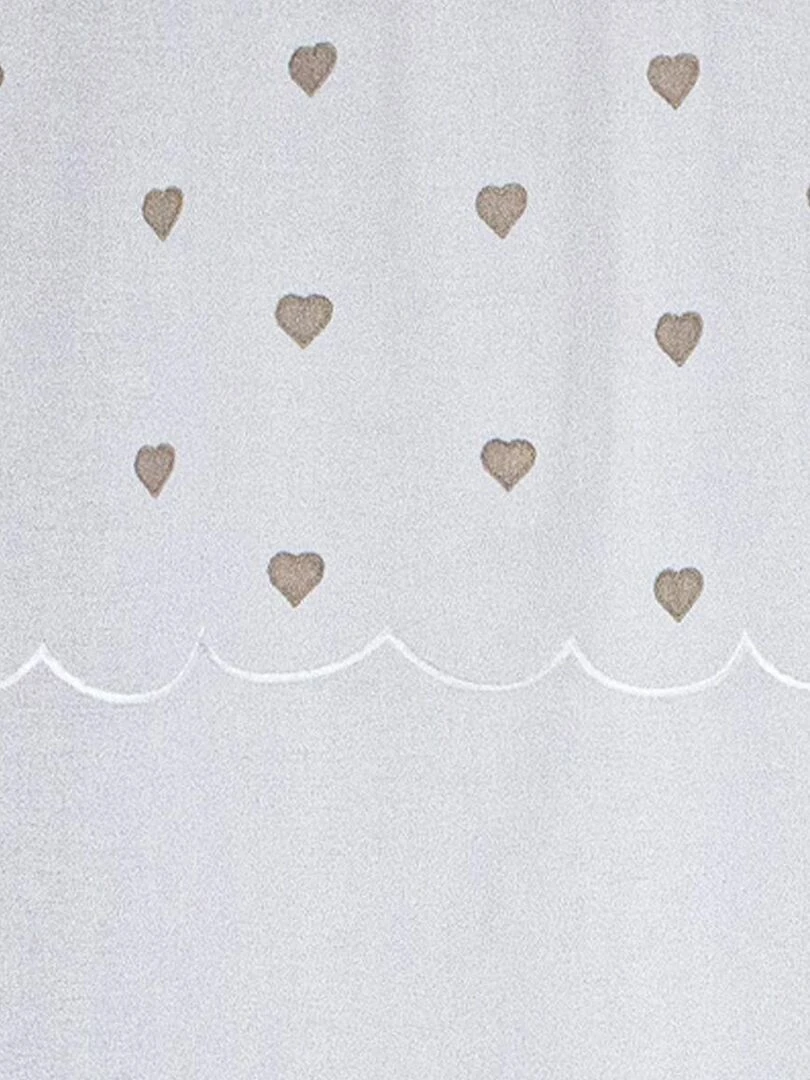 Paire de vitrages droits sablés avec top à coeurs   Beige