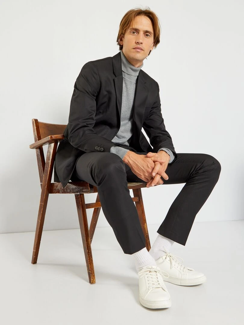 Veste de costume regular en twill noir