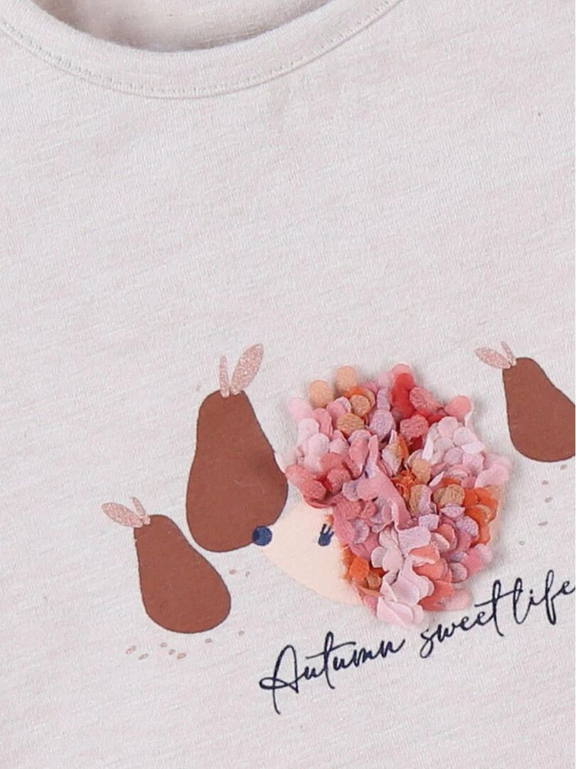 T shirt hérisson  chiné   Noukie's   Beige