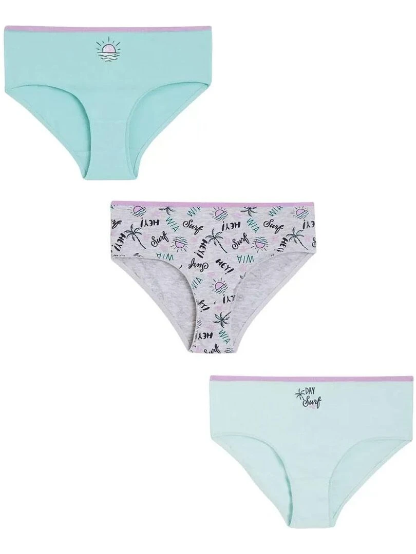 Lot de 3 culottes fille Playa Bleu