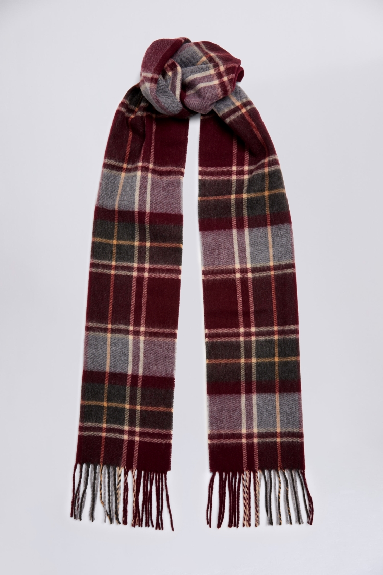 Burgundy Check Recycled Cashmink Scarf Buy Online at Moss