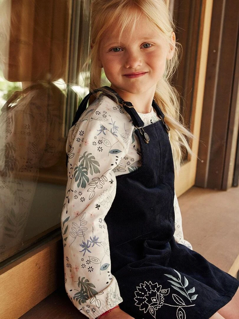 Robe enfant en velours côtelé Belle de Nuit   Bleu