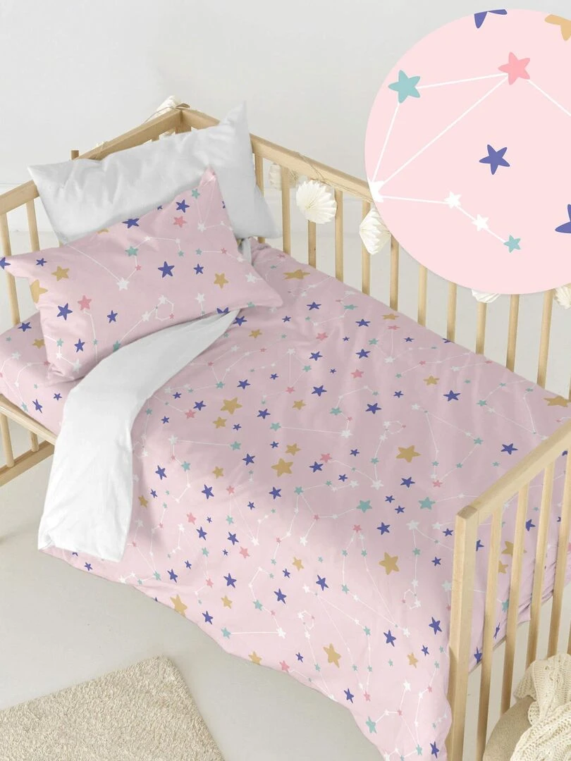 Parure housse de couette 2 pièces Sky stars "Happyfriday" Blanc