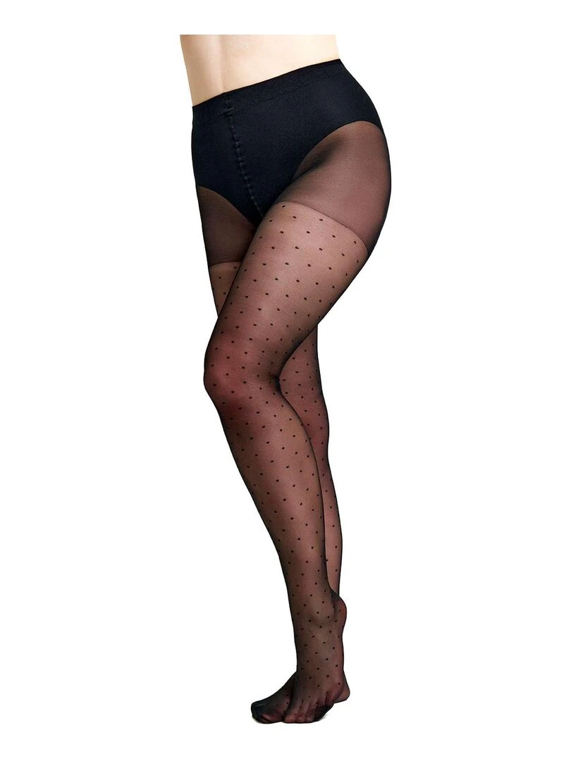 Giulia   Positive Amalia Collants transparents 20den (grandes tailles uniquement) à pois   Noir   XL   Noir