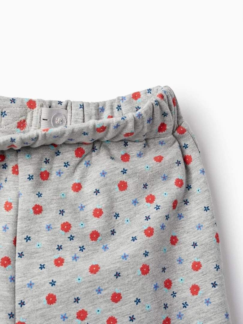 Pantalon en coton à motif floral pour fille  SPRING BEGINS   Gris clair