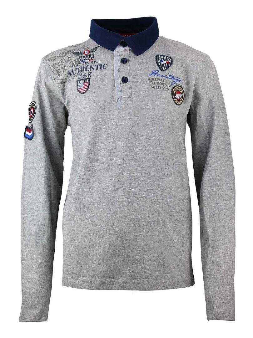 Polo manches longues garçon ECEGAM HARRY KAYN Gris