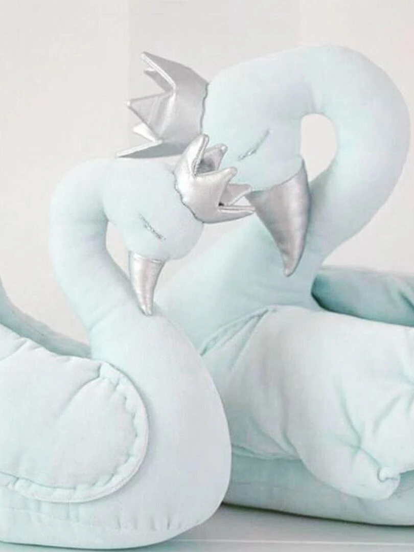 Peluche Cygne en Velours Fait Main   Bleu