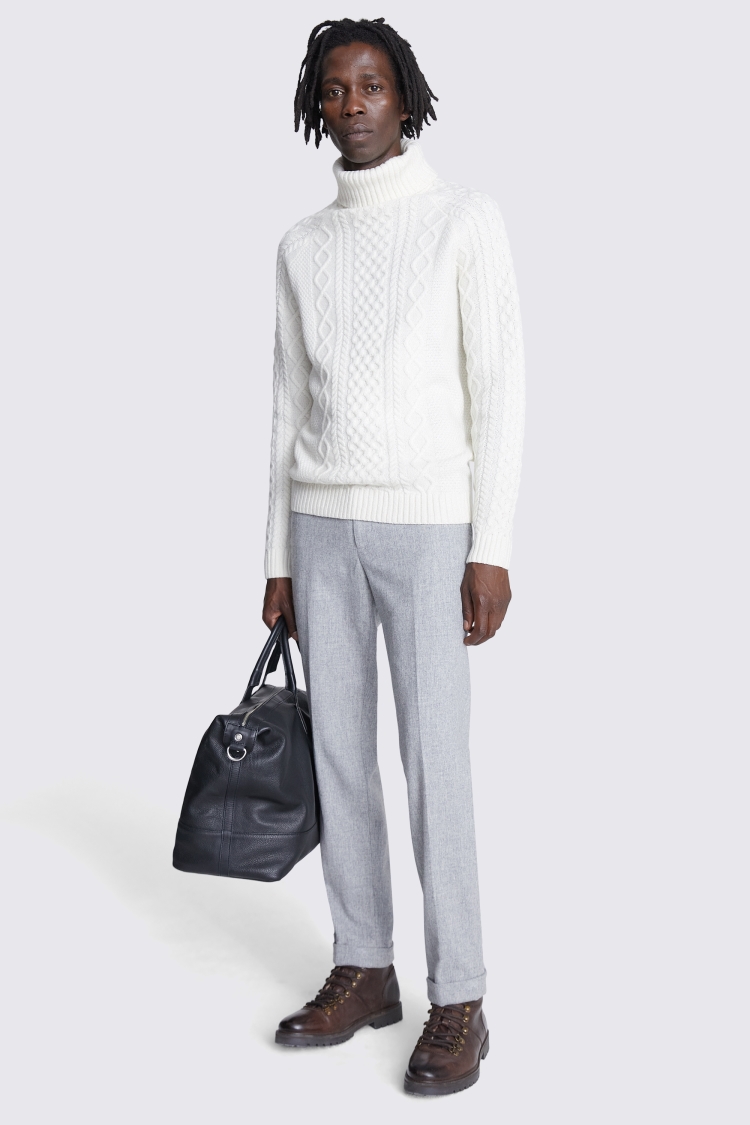 Ecru Chunky Cable Roll-Neck Jumper Buy Online at Moss