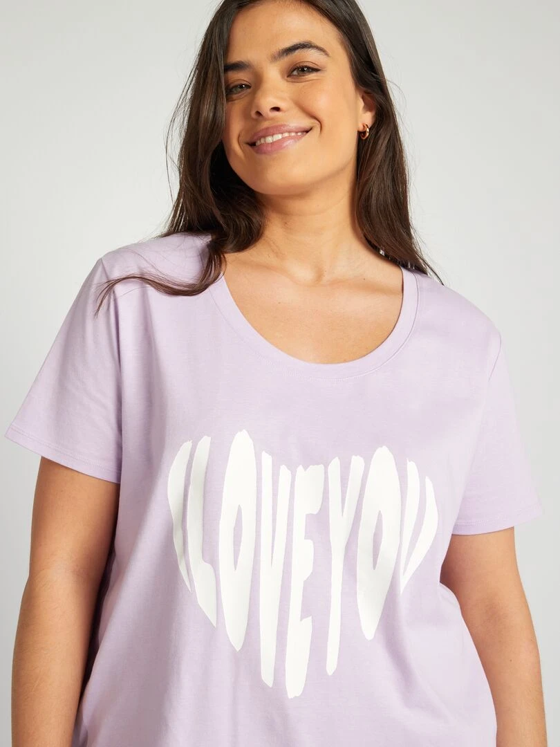 Tee shirt en coton avec imprimé   Violet