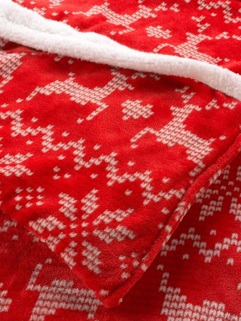 Plaid flanelle + poche pour pieds 125 x 150 cm Holly   Rouge