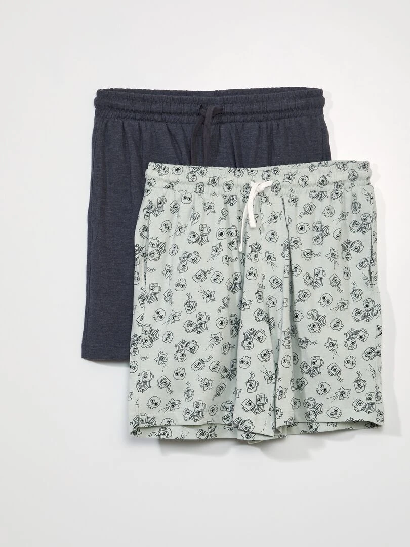 Short en jersey Lot de 2 Vert/gris