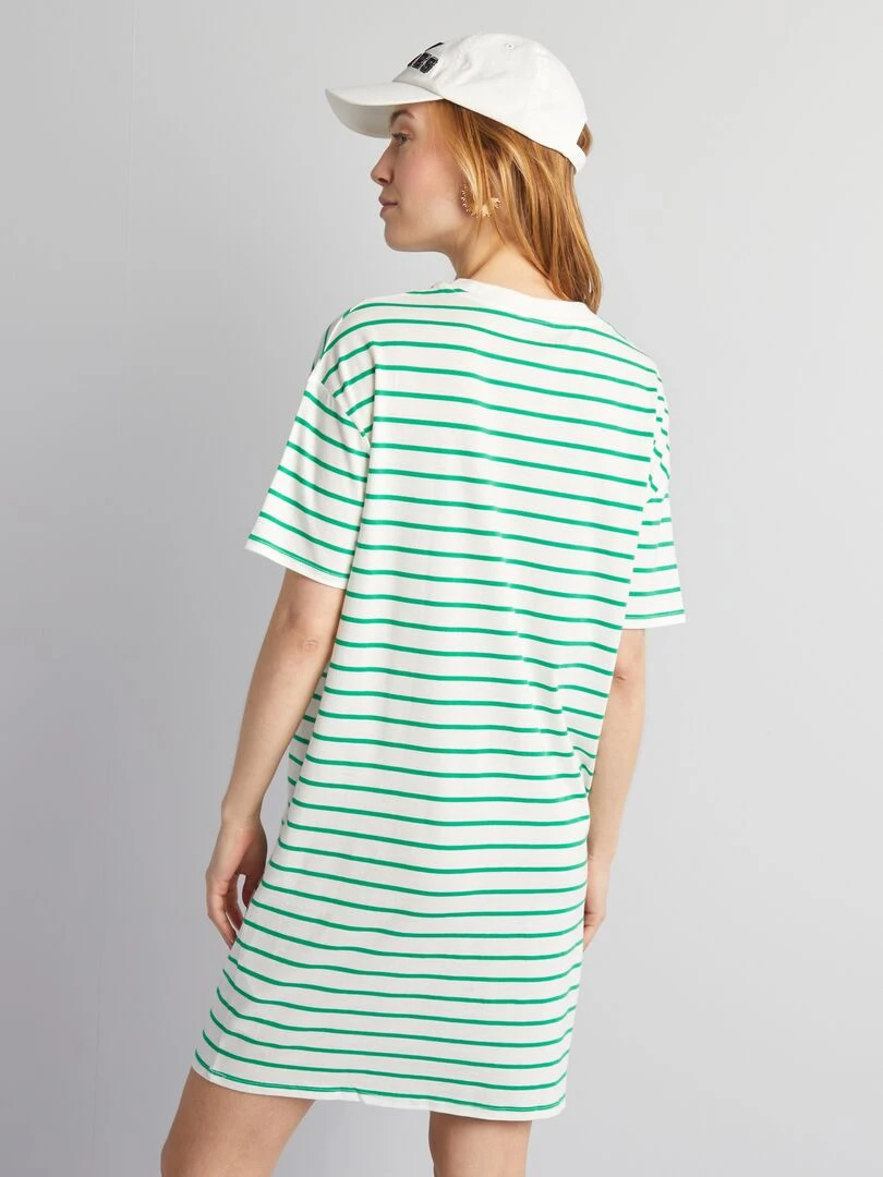 Robe t shirt   Blanc/vert