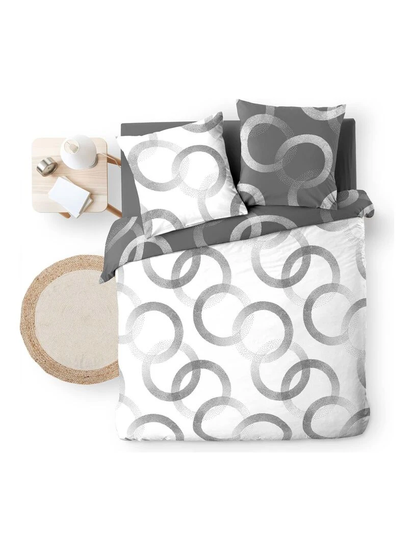 Housse couette + taies 220 x 240 cm Geo Bliss Blanc