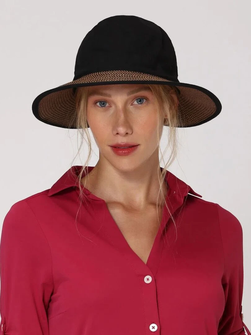 Chapeau souple/capeline Thai Preto Marrom Upf50+ / UV Line Noir