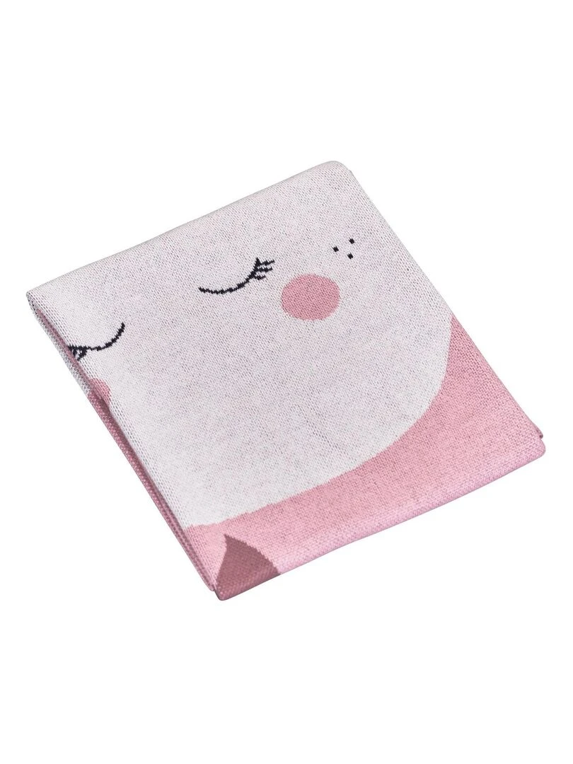 Couverture maille 100x80cm en coton rose SAUTHON Rose