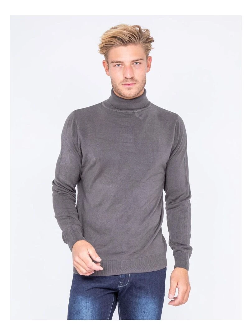 Pull col roulé aspect cachemire LOVOU gris anthracite