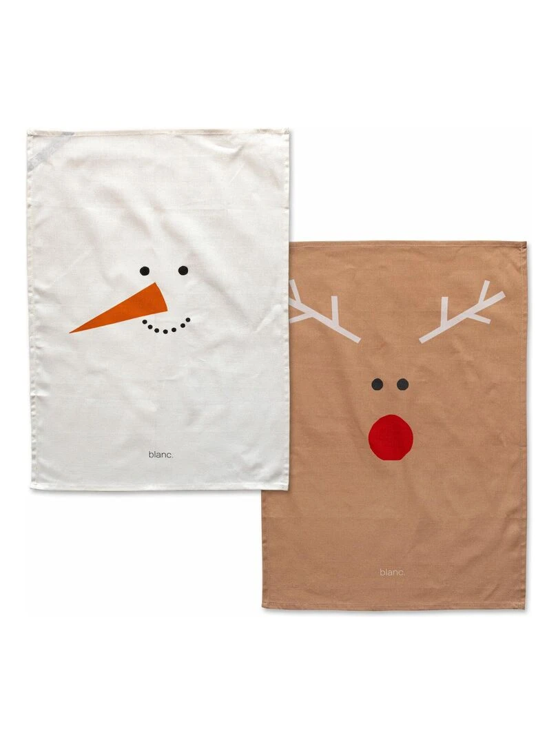 Torchon (2 pièces) Snow mates "Happyfriday"   Blanc