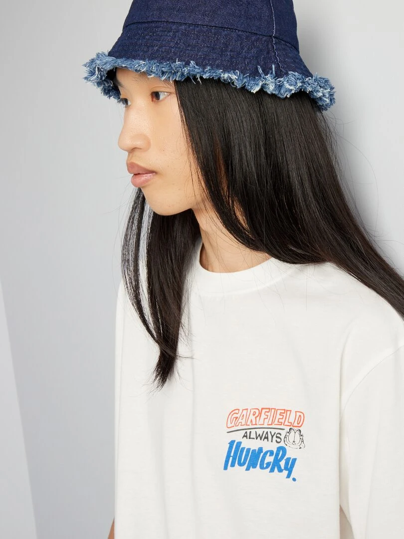 T shirt oversize 'Garfield' manches courtes   blanc