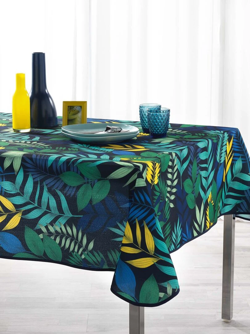Nappe rectangle 150 x 240 cm Exotique palma marine Bleu