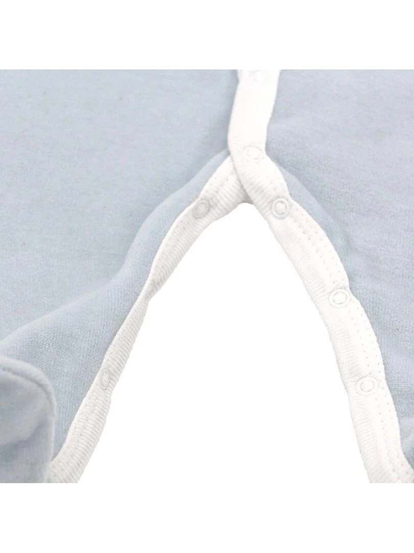 Pyjama velours   100% coton biologique   1 à 6 mois   Bleu clair