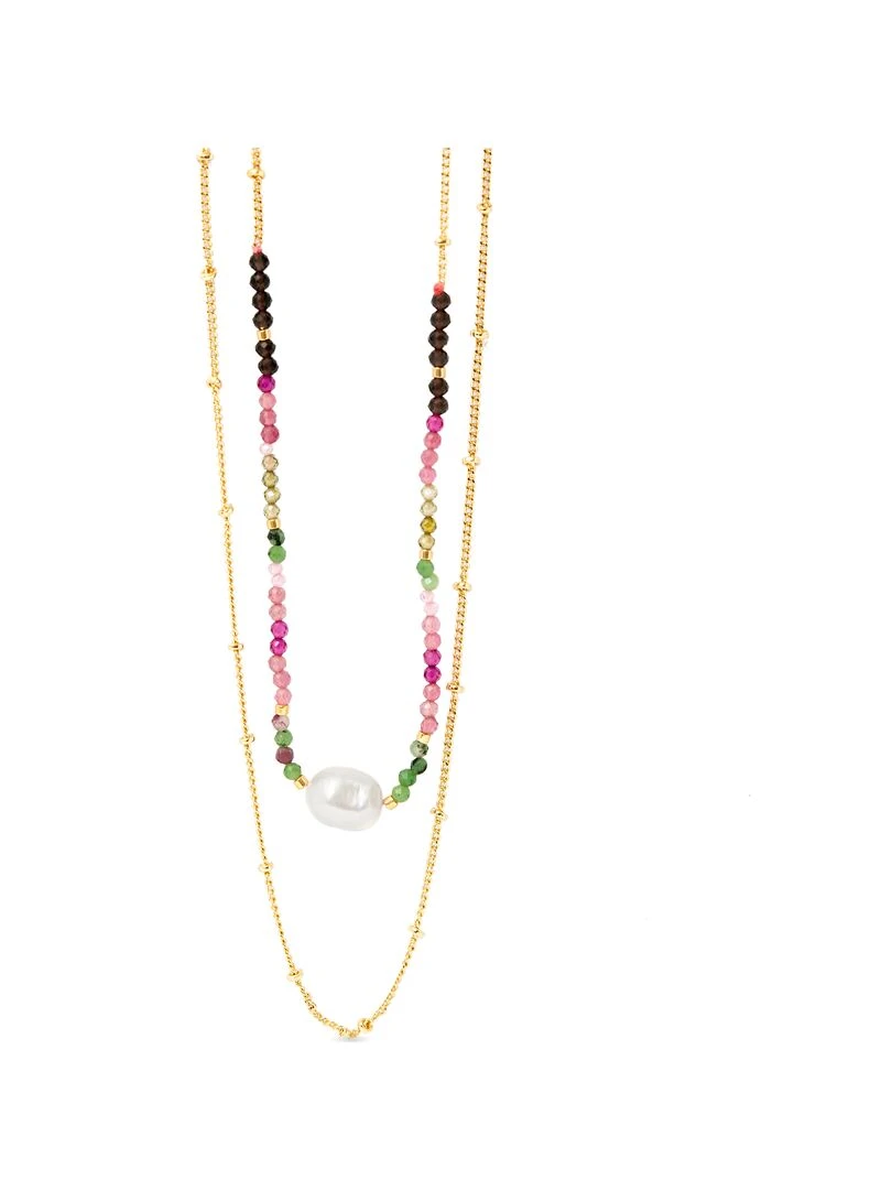 Collier Dhelra de cristaux multicolores en or jaune 18K Multicolore