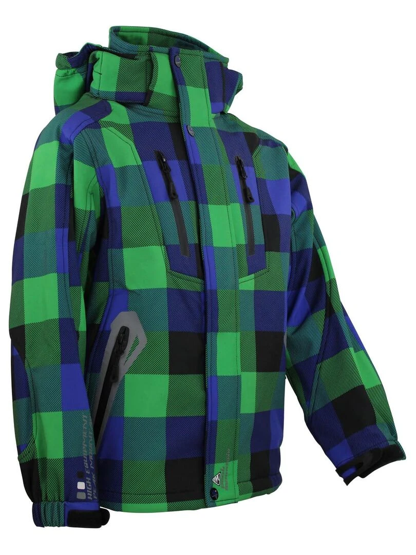 Blouson softshell garçon ECINA   PEAK MOUNTAIN   Vert