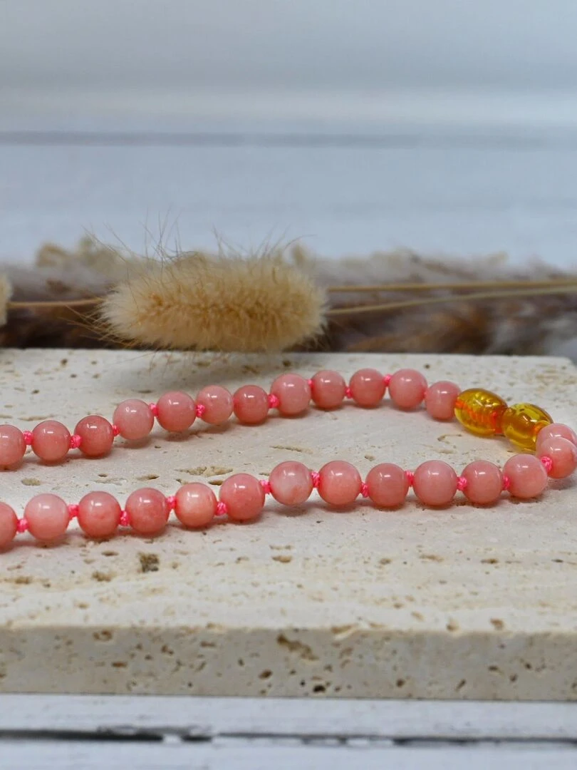 Collier Bébé   Pierres naturelles : Quartz Rose   Rose