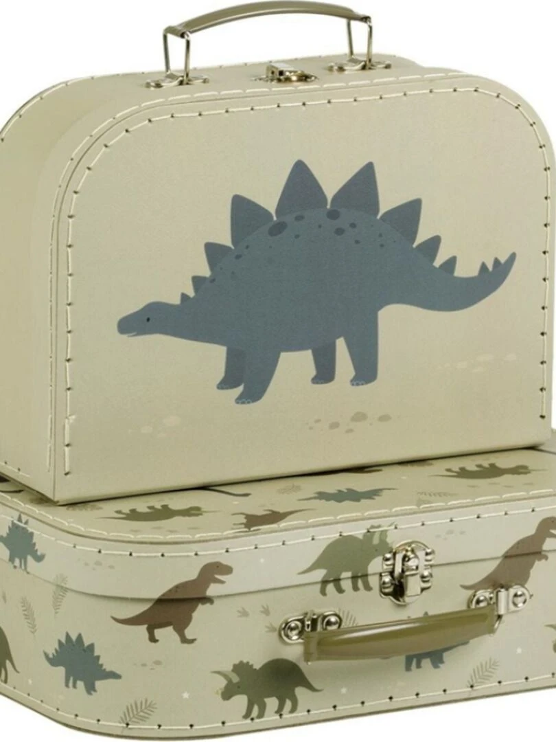 Lot de 2 valisettes de rangement Dinosaure Vert