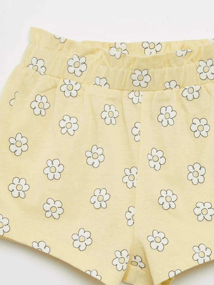 Ensemble t shirt + short imprimé   2 pièces   JAUNE
