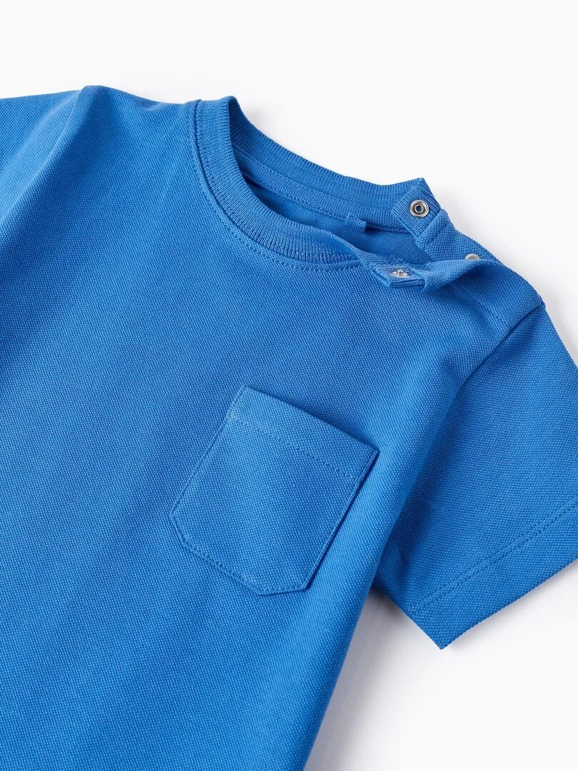 T shirt en Piqué de Coton pour Bébé Garçon manches courtes   Bleu