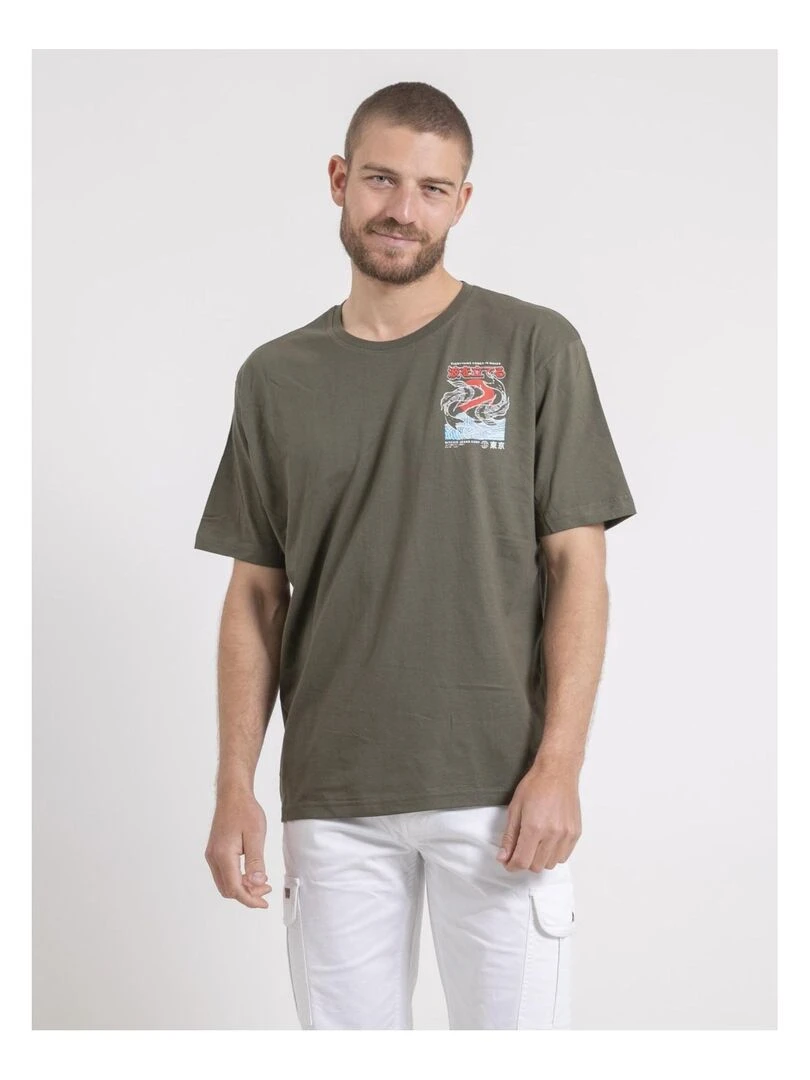 T shirt col rond oversize pur coton NIGORILLE Bleu