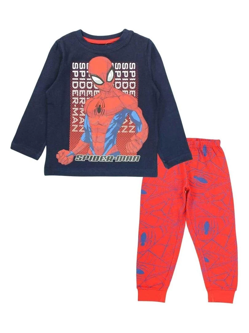 Disney Pyjama garçon imprimé Spiderman en coton Bleu marine