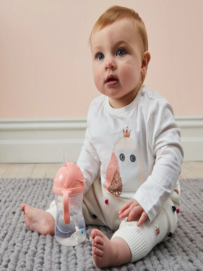 Tasse D'apprentissage Avec Paille Pondérée   Saumon