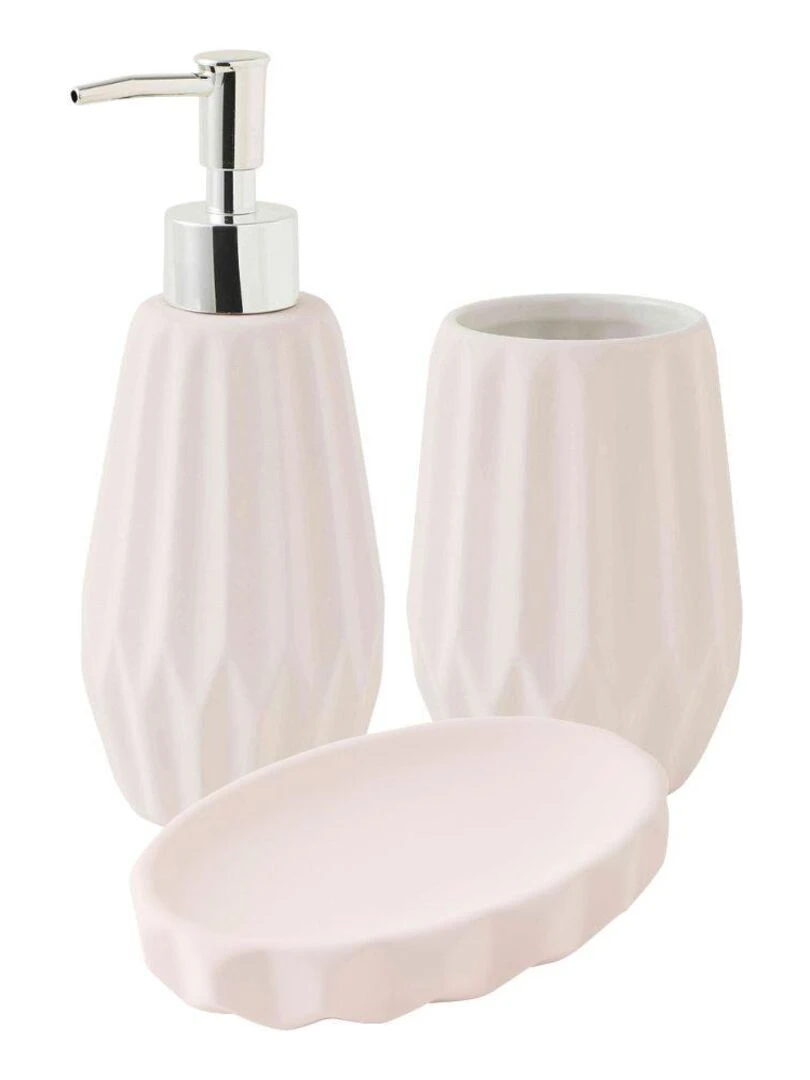Guy Levasseur Set de salle de bain 3 pièces en céramique rose poudré Rose pâle