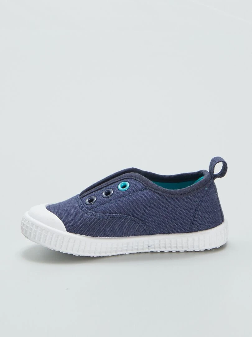 Baskets basses en toile sans lacets   Bleu