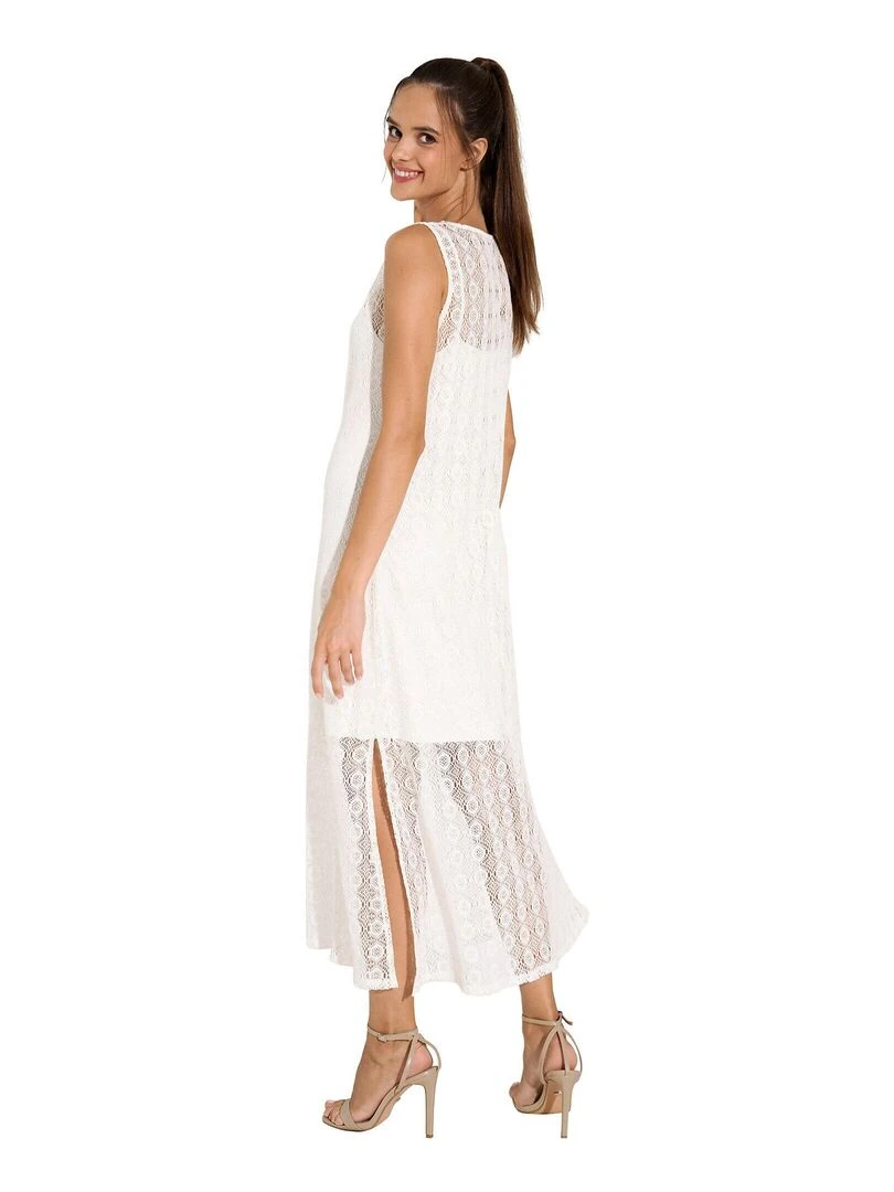 Robe longue estivale sans manches Rimini Ecru
