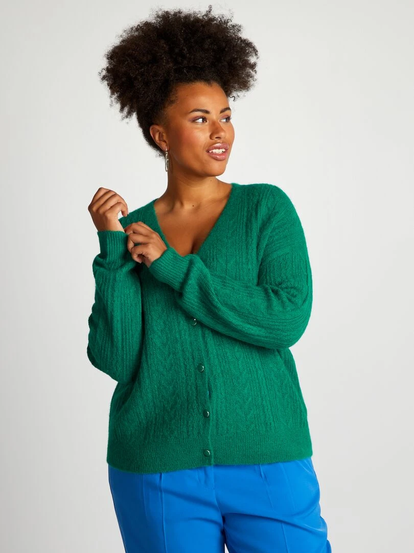 Gilet en maille tressée   Vert